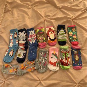 New Women's 12 Pairs of Christmas Animal Socks